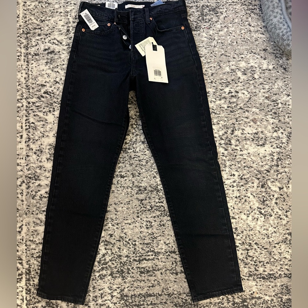 New Levi wedgie black denim jeans size 26